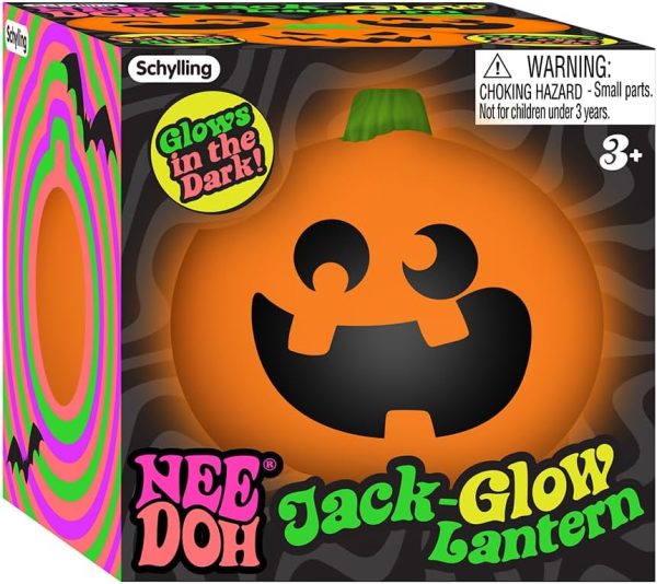 Schylling NeeDoh Jack Glow Lantern - Halloween Squeeze Toy - Assorted Designs - Ages 3 to Adult (Pack of 1)