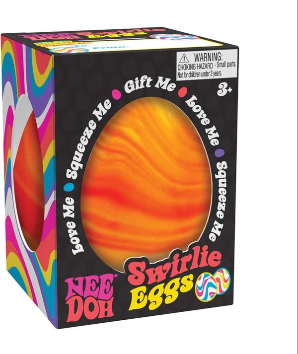 Schylling NeeDoh Swirlie Egg - Sensory Squeeze Toy - Satisfying Dough Filling - 2.5 Tall - Color May Vary (Pack of 1)
