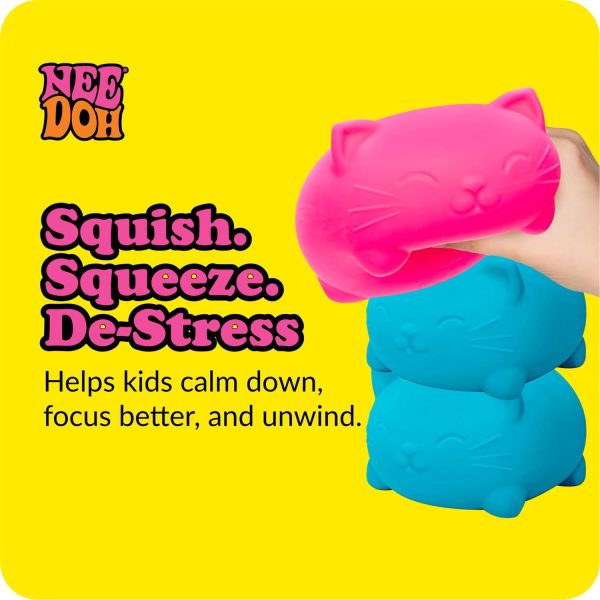 Schylling NeeDoh Super Cool Cat - Sensory Fidget Toy - Assorted Colors - Ages 3 to Adult (Pack of 1)