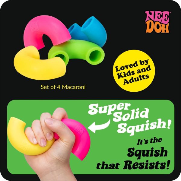 Schylling NeeDoh Mac 'N' Squeeze - Sensory Squeeze Toy - Contains 4 Squishy Noodles - 3 Wide - Color May Vary (Pack of 1)