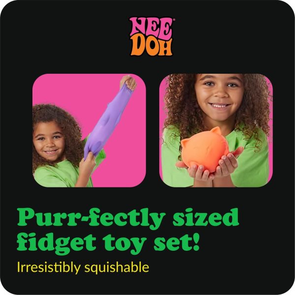 Schylling NeeDoh Super Cool Cat - Sensory Fidget Toy - Assorted Colors - Ages 3 to Adult (Pack of 1)