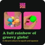 Schylling NeeDoh Rainboh Teenie - Sensory Squeeze Toy - Contains 6 Mini Groovy Globs - 1.5 Wide - Multicolored
