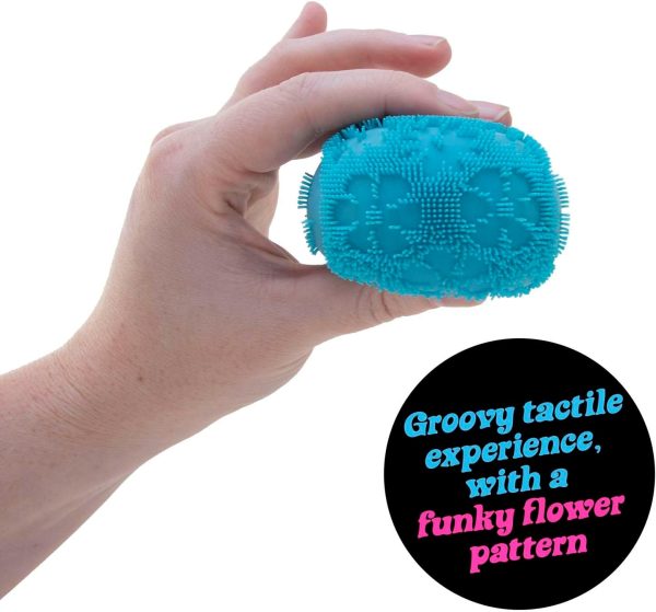 Schylling NeeDoh Fuzz Ball Flower Power - Sensory Toy with a Velvet Texture and Soft Cloud Squish - Pattern You Can See and Feel - Ages 3 and Up - Color May Vary; One Per Pack