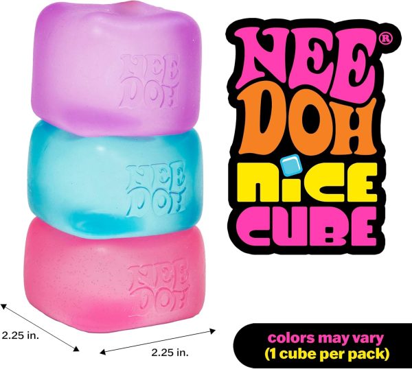 Schylling NeeDoh Nice Cube - Sensory Squeeze Toy with Super Solid Squish - 2.25 Cube - Color May Vary (Pack of 1) | Sensory Toy with Super Solid Squish