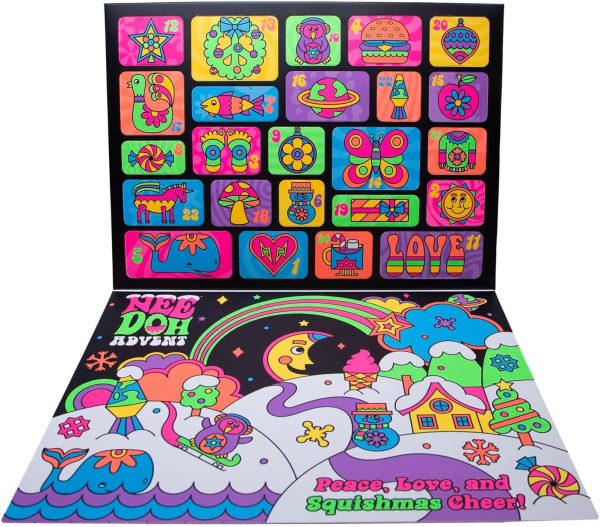 Schylling NeeDoh Squishmas Advent Calendar - 24 Mini Squeeze Toys - Christmas Countdown - Ages 3 to Adult