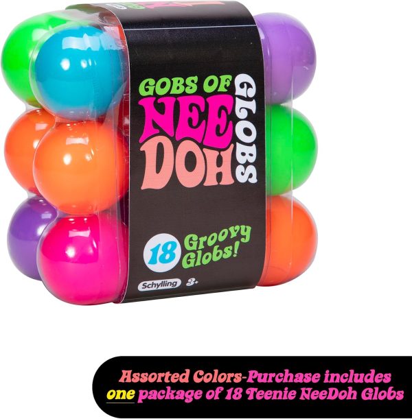 Schylling NeeDoh Teenie Gobs of Globs - Sensory Squeeze Toy - Contains 18 Mini Groovy Globs - 1.25 Wide - Multicolored
