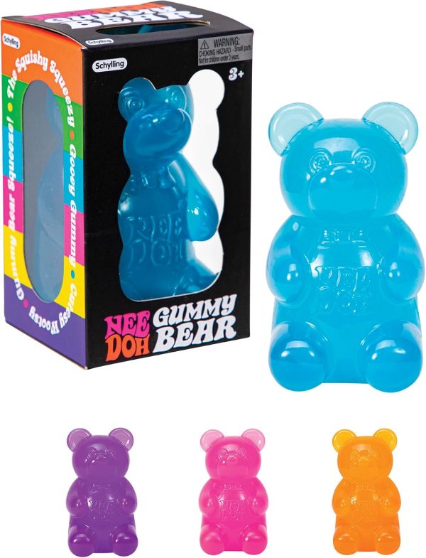 Schylling NeeDoh Gummy Bear - Sensory Fidget Toy with Jelly-Like Filling - 3.5 Tall - Colors May Vary (Pack of 1)