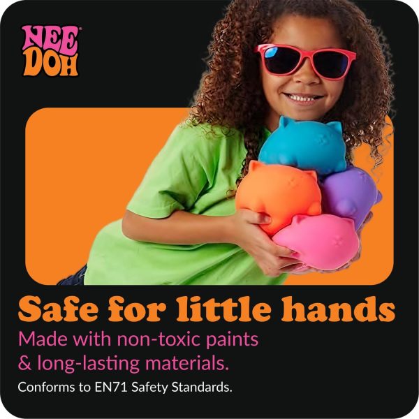 Schylling NeeDoh Super Cool Cat - Sensory Fidget Toy - Assorted Colors - Ages 3 to Adult (Pack of 1)
