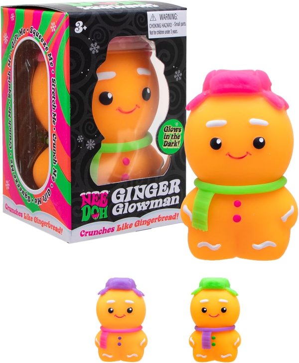 Schylling NeeDoh Squishmas Ginger Glowman - Christmas Squeeze Toy - Satisfying Snow-Like Crunch - 3.5 Tall - Color May Vary (Pack of 1)