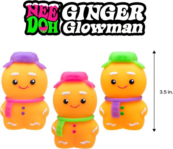 Schylling NeeDoh Squishmas Ginger Glowman - Christmas Squeeze Toy - Satisfying Snow-Like Crunch - 3.5 Tall - Color May Vary (Pack of 1)