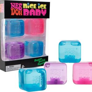 Schylling NeeDoh Nice Ice Baby 4 Pack - Sensory Squeeze Toy - 1.5 Cube - Colors May Vary