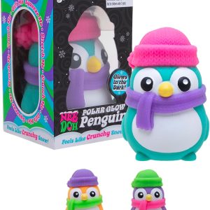 Schylling NeeDoh Polar Glow Penguin - Sensory Squeeze Toy - Assorted Colors Glow in The Dark - Ages 3+ (Pack of 1)