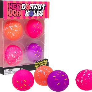 Schylling NeeDoh Dohnut Hole Needoh 4 Pack - Sensory Squeeze Toy - 1.5 in Diameter - Colors May Vary