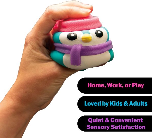 Schylling NeeDoh Polar Glow Penguin - Sensory Squeeze Toy - Assorted Colors Glow in The Dark - Ages 3+ (Pack of 1)
