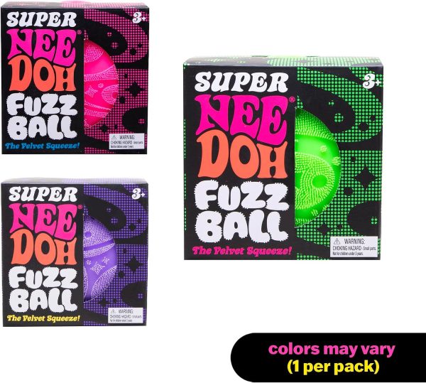 Schylling Super NeeDoh Fuzzball Stress Ball Fidget Toy - Huge 4.5 in Diameter - Jumbo Squishy Squeezy Fun - Colors Assorted (1 Per Pack)