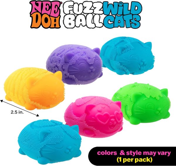 Schylling Needoh Wild Cats Fuzz Ball - Sensory Squeeze Toy - Colors May Vary