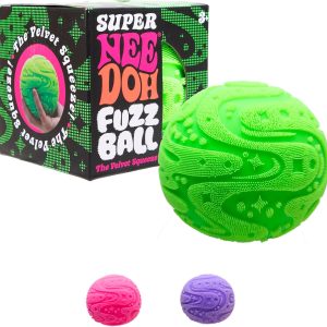 Schylling Super NeeDoh Fuzzball Stress Ball Fidget Toy - Huge 4.5 in Diameter - Jumbo Squishy Squeezy Fun - Colors Assorted (1 Per Pack)